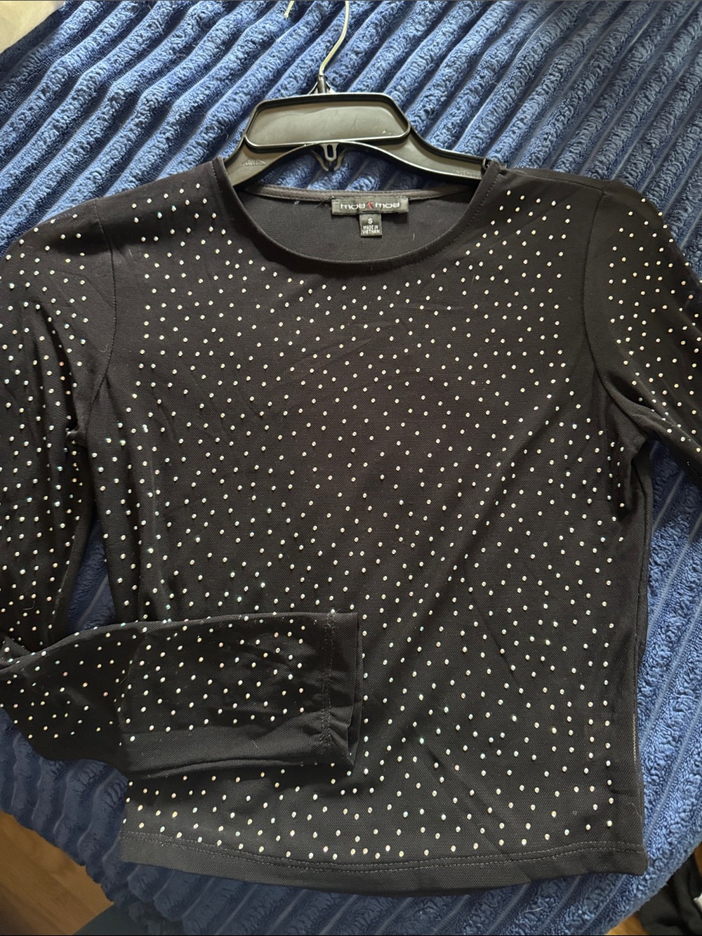 Moa Moa Black Long-Sleeve Top with Silver Stud Detail
